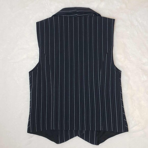 * CANDIE'S * Juniors Small Black & White Striped Button-Up Vest - Picture 3 of 13